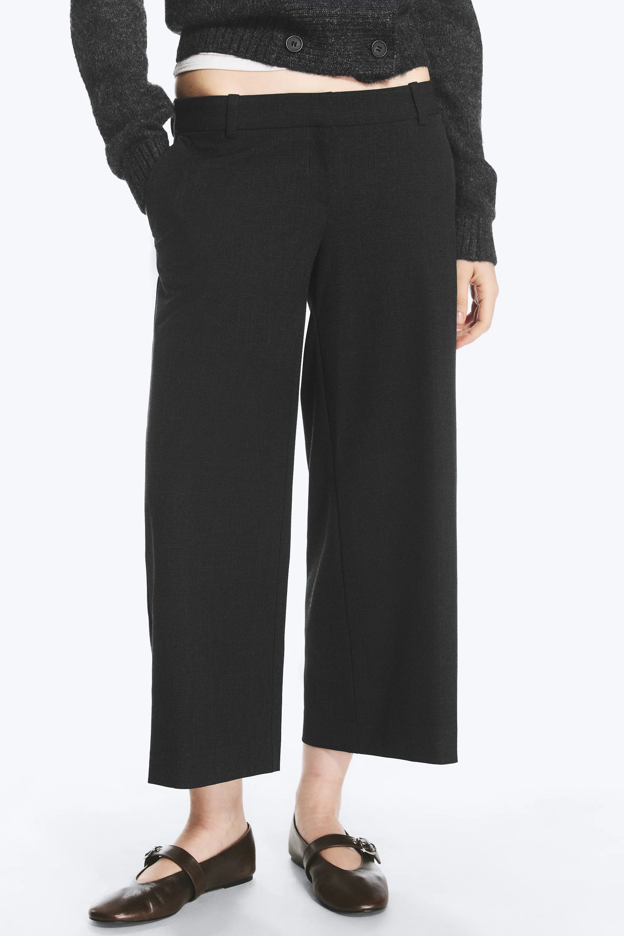 Cropped suiting trousers - Gris foncé à carreaux