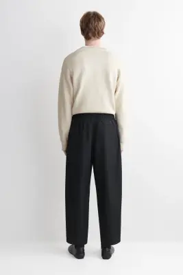 PANTALON COURT LARGE DÉCONTRACTÉ TAILLE ÉLASTIQUÉE - NOIR — photo 4