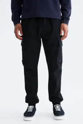 Pantalon cargo Slim Fit - Noir — photo 1