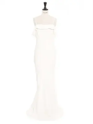 Robe de mariée longue Olivia en satin blanc épaules dénudées Prix boutique 1160€ Taille XS — photo 1