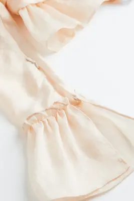Blouse péplum courte avec manches bouffantes - Beige poudré clair — photo 1