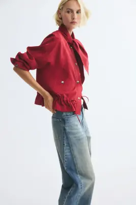 Veste avec col foulard - Rouge — photo 2
