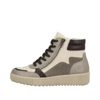 Bottines Remonte R7969-62 Beige Gris - Lacets Zip Grande Pointure Femme — photo 2