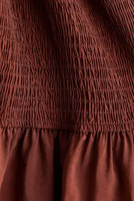 Robe épaules nues volantée - Brun rouille — photo 4