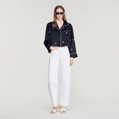 Chemise brodée perles et strass