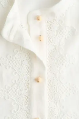 Blouse avec dentelle - Blanc — photo 4