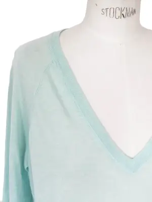 Pull ASHER col V en laine et cachemire vert d'eau Prix boutique 210€ Taille 38/40 — photo 5