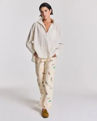 Chemise Léonor rayures écru et marine — photo 2