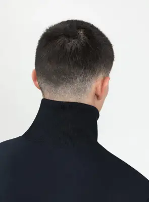 Ribbed High Neck Sweatshirt in Navy Blue Technical Knit — photo 5