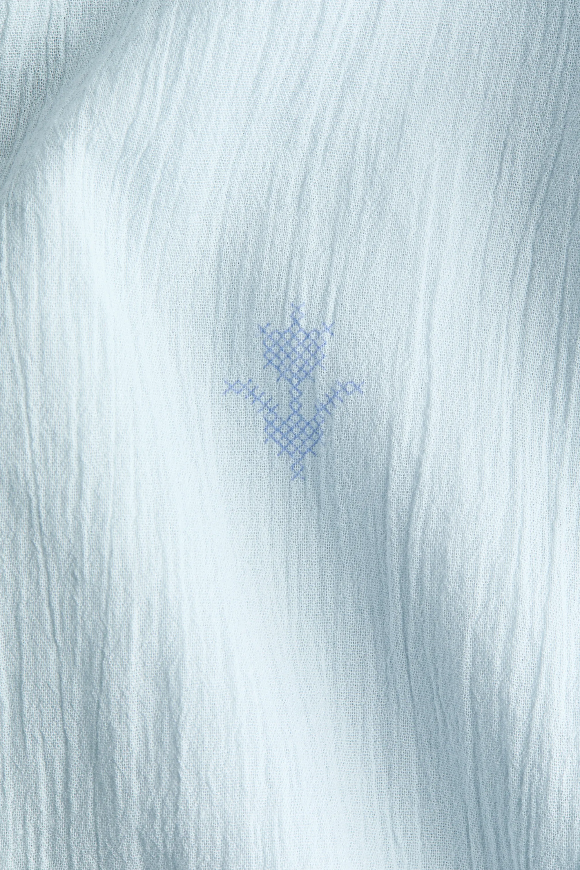 Pantalon en coton froissé - Bleu clair/fleuri