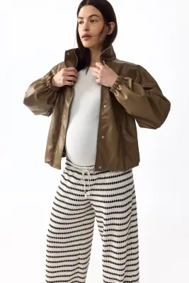MAMA Pantalon en maille Before & After - Blanc/rayé — photo 2