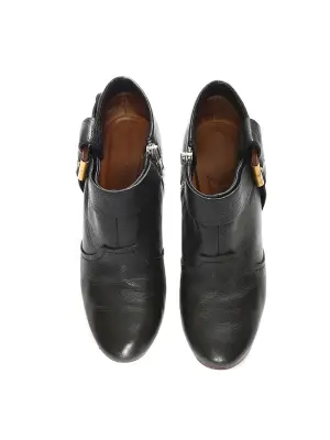 Bottines à talon en cuir noir et talon bois Px boutique 450€ Taille 39 — photo 3