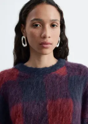 Pull en mohair mélangé - Rouge/Bleu — photo 2