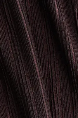 Pantalon froissé avec taille élastique - Marron foncé — photo 4