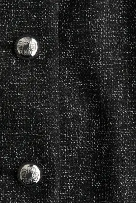 Veste en bouclette avec col - Noir chiné — photo 4