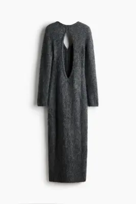 Robe en mohair mélangé avec dos ouvert - Gris foncé chiné — photo 5