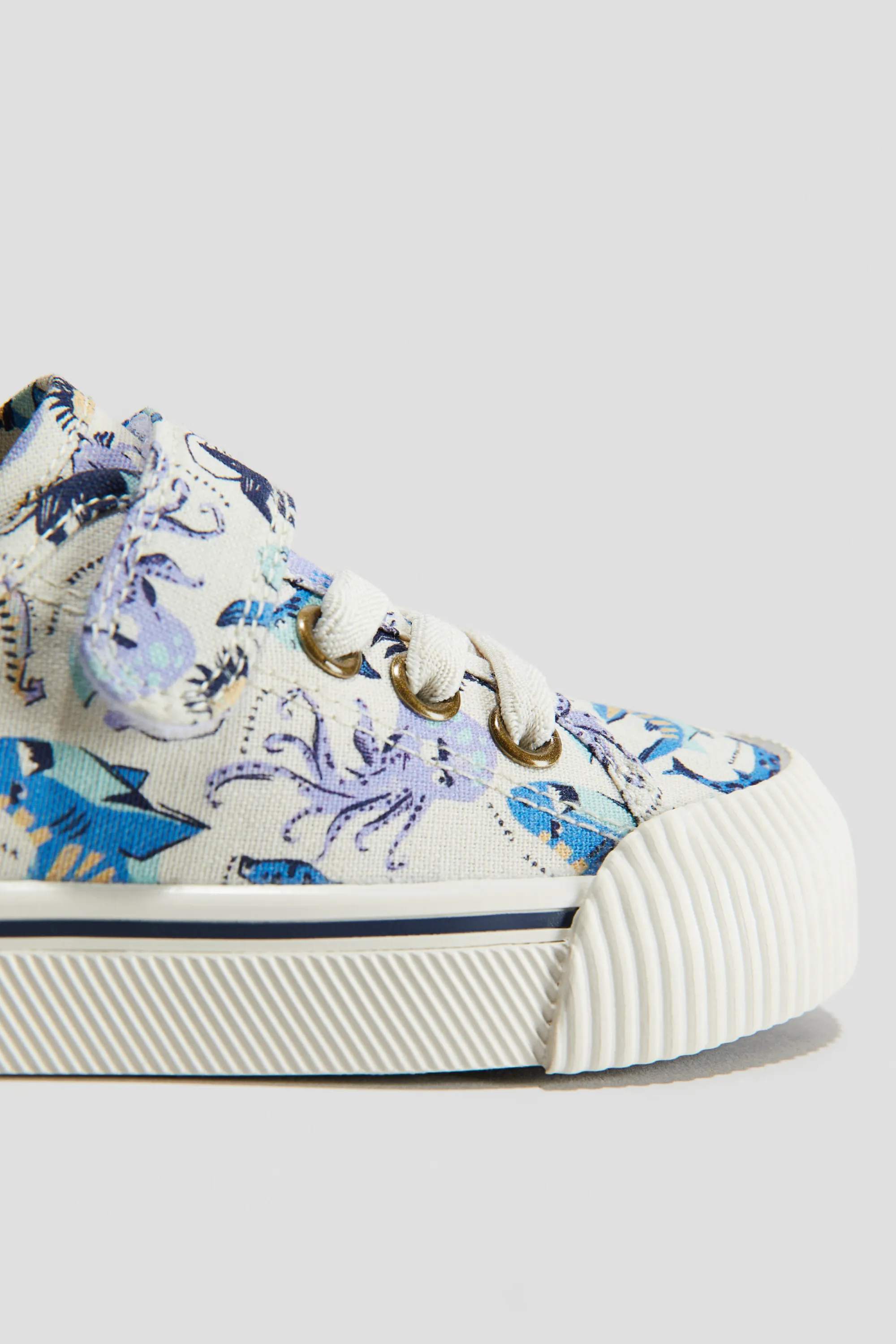 Sneakers en toile de coton - Blanc/requins