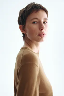 Pull en laine mérinos - Marron — photo 2