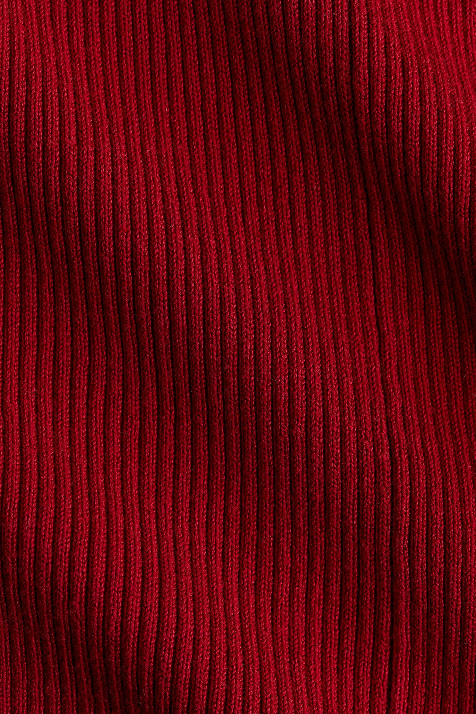 Top à encolure en V en maille côtelée - Rouge foncé
