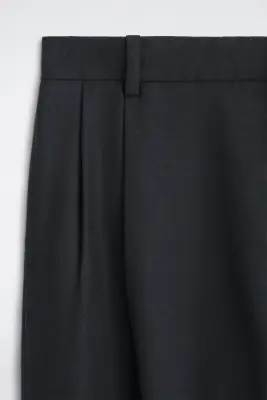 PANTALON À PLIS DROIT DÉCONTRACTÉ EN LAINE - BLEU MARINE — photo 5