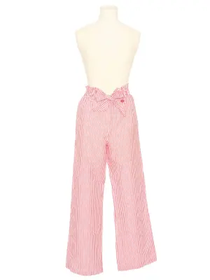 Pantalon taille haute ceinturé en coton rayé blanc et rouge Prix boutique 950€ Taille XS — photo 3