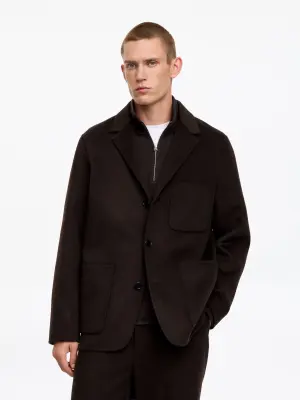 Blazer en laine double face - Marron foncé — photo 1