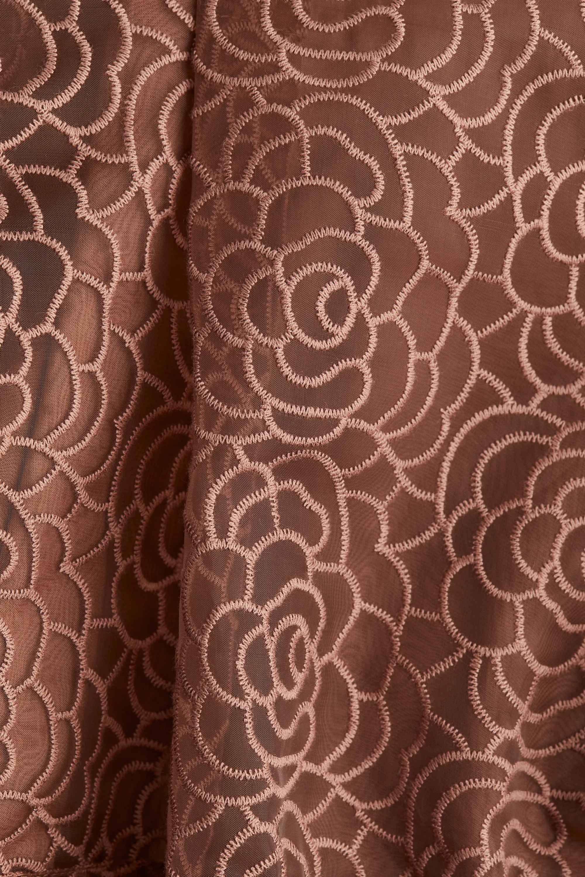 Robe brodée à bretelles fines - Marron