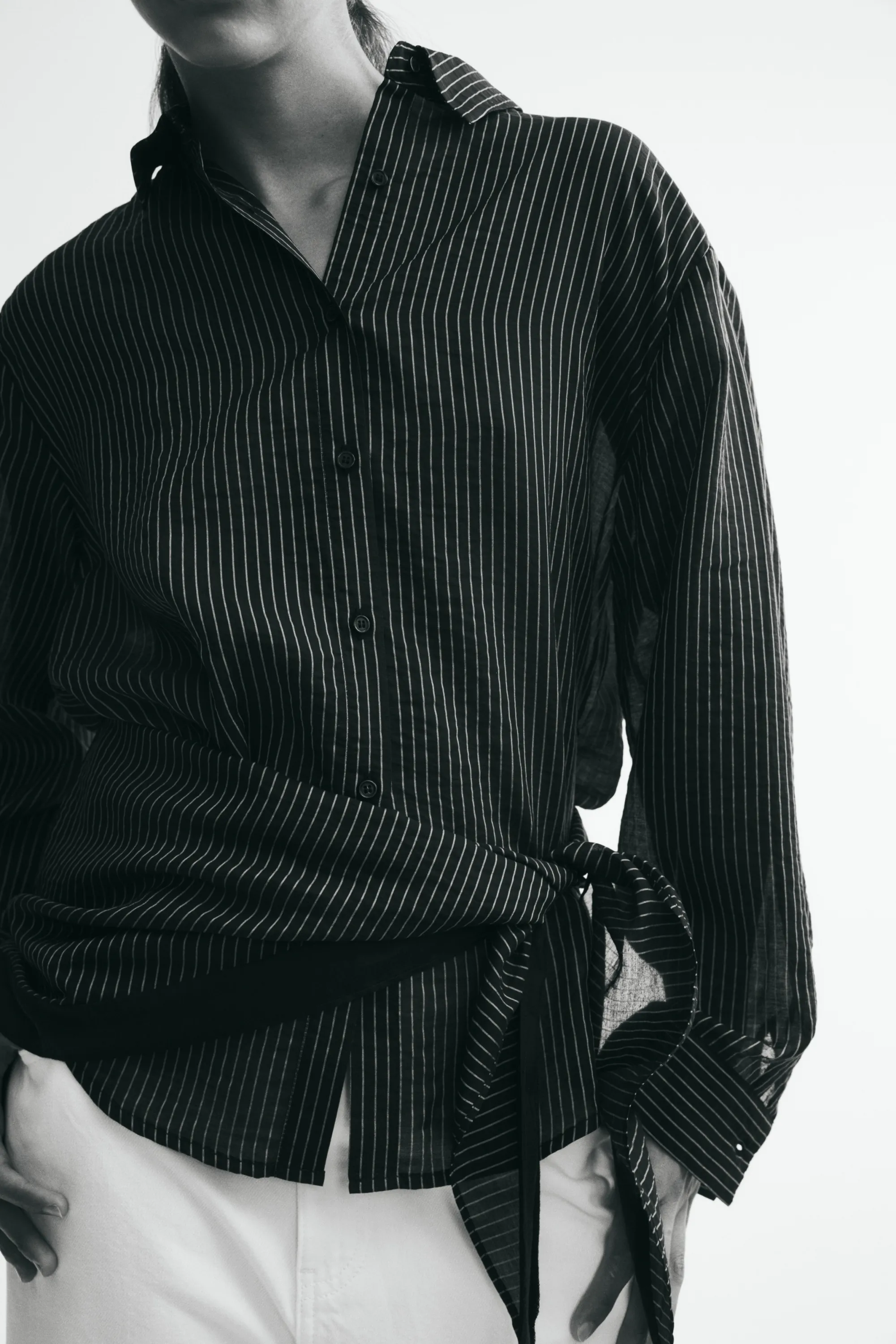 Chemise avec foulard - Noir/rayures tennis