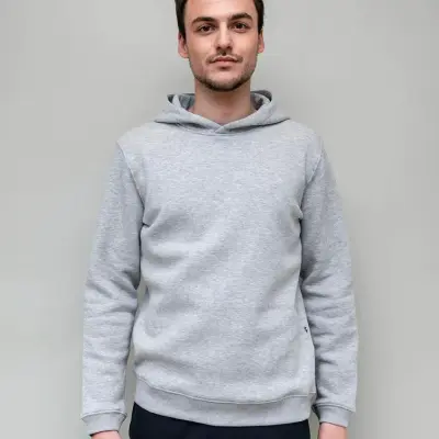 Sweat homme à capuche Henri gris chiné — photo 1