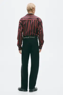 Chemise Regular Fit en coton pima - Rouge foncé/rayé — photo 2
