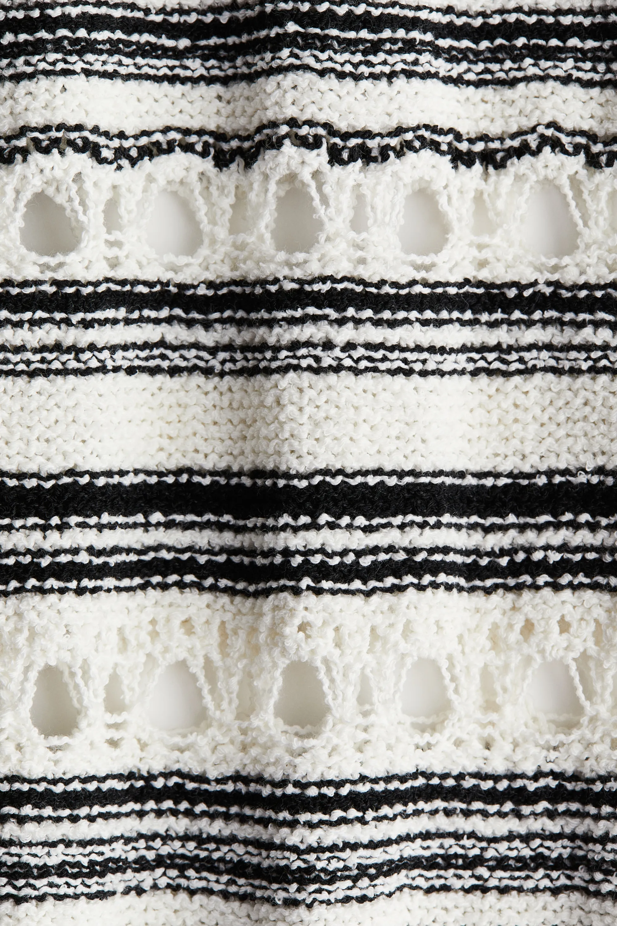 Robe en maille envers de fil bouclette - Crème/rayé