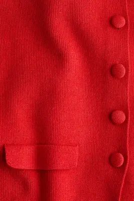 Gilet en maille côtelée avec encolure dégagée - Rouge — photo 4