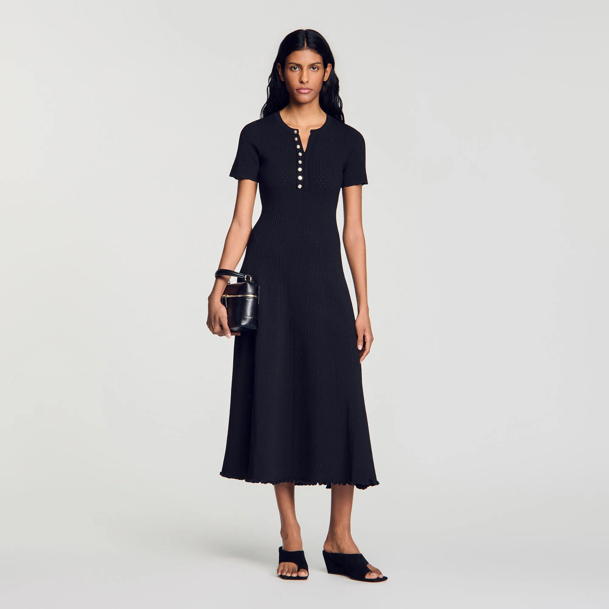 Robe longue en maille côtelée