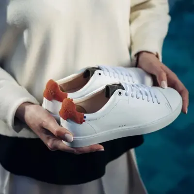 Baskets Abélia Blanc Orange Kaki — photo 1