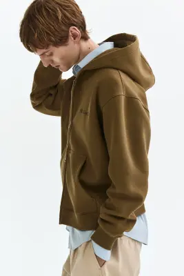 Veste à capuche zippée Loose Fit - Vert kaki — photo 4
