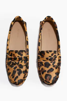 Mocassins en cuir - Beige/imitation léopard — photo 2