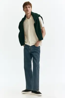 Chemise Regular Fit en maille torsadée - Blanc — photo 1