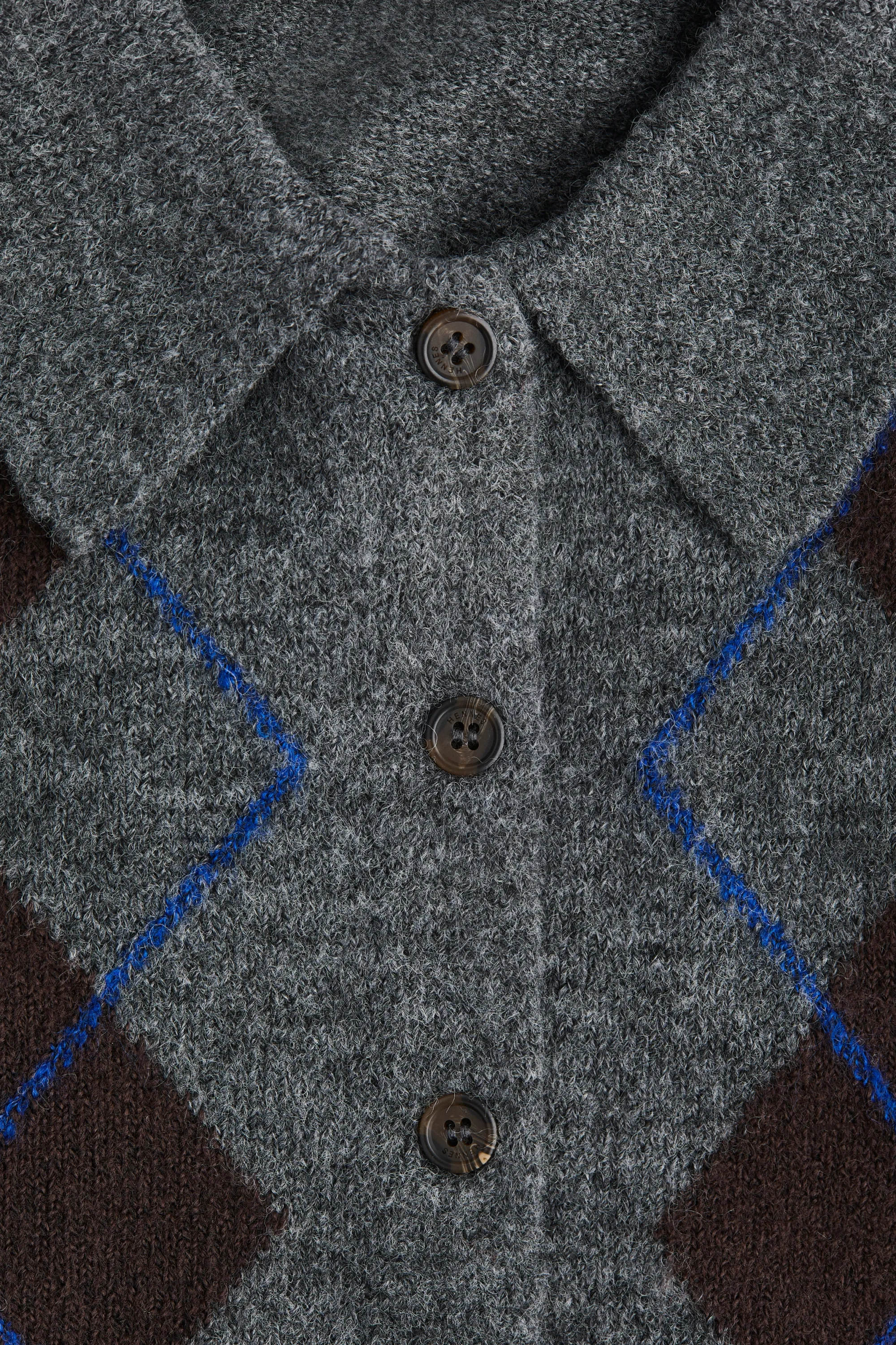 Gilet avec col - Gris foncé chiné/motif argyle