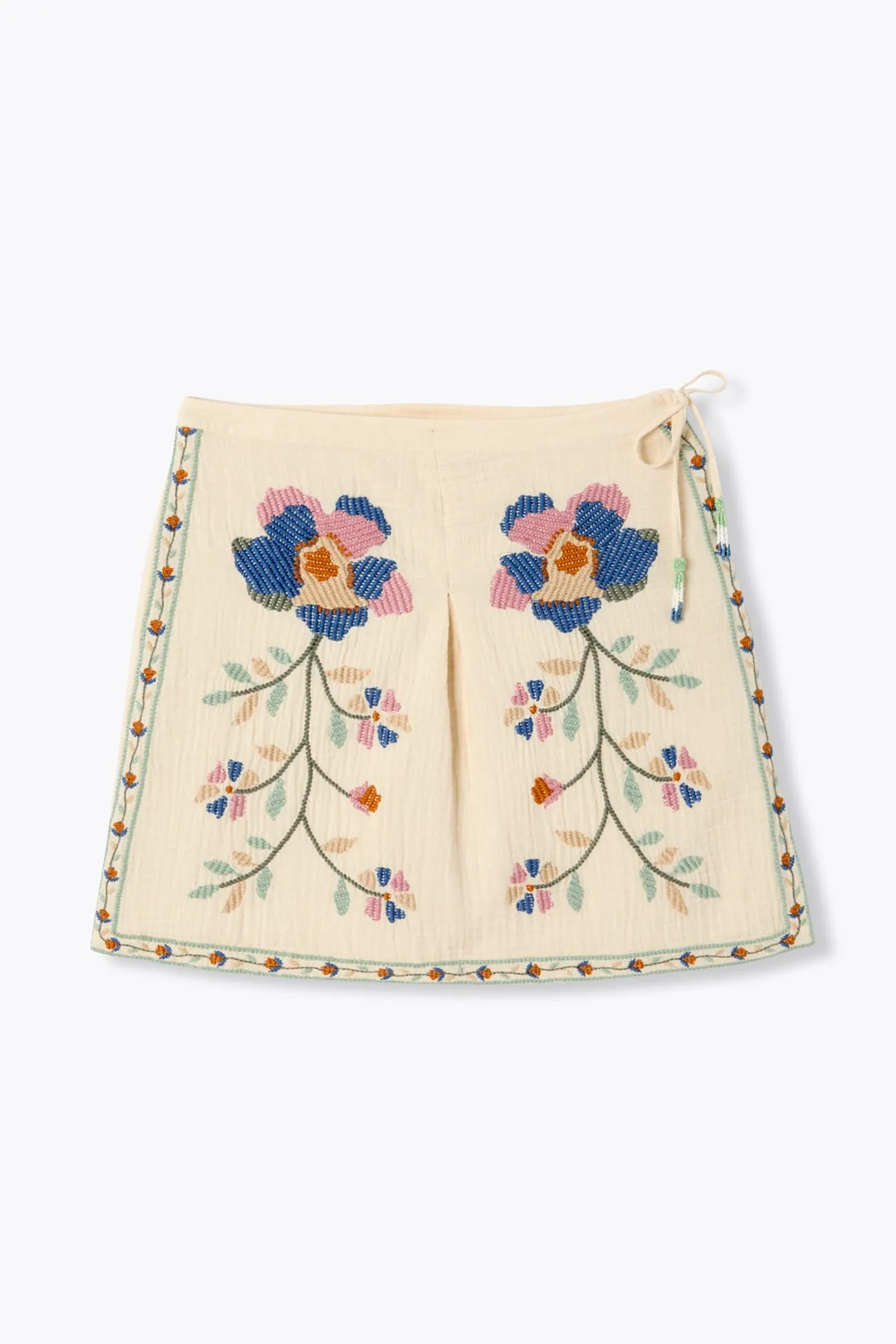 Jupe brodée en gaze de coton