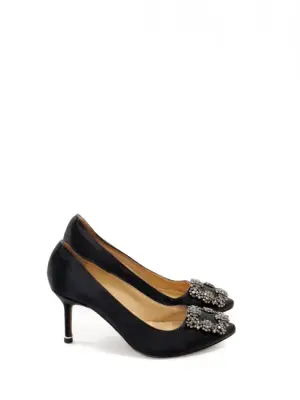 Escarpins HANGISI bijoux en satin noir Prix boutique 995€ Taille 36 — photo 1