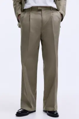 Pantalon chic Loose Fit - Vert kaki — photo 1