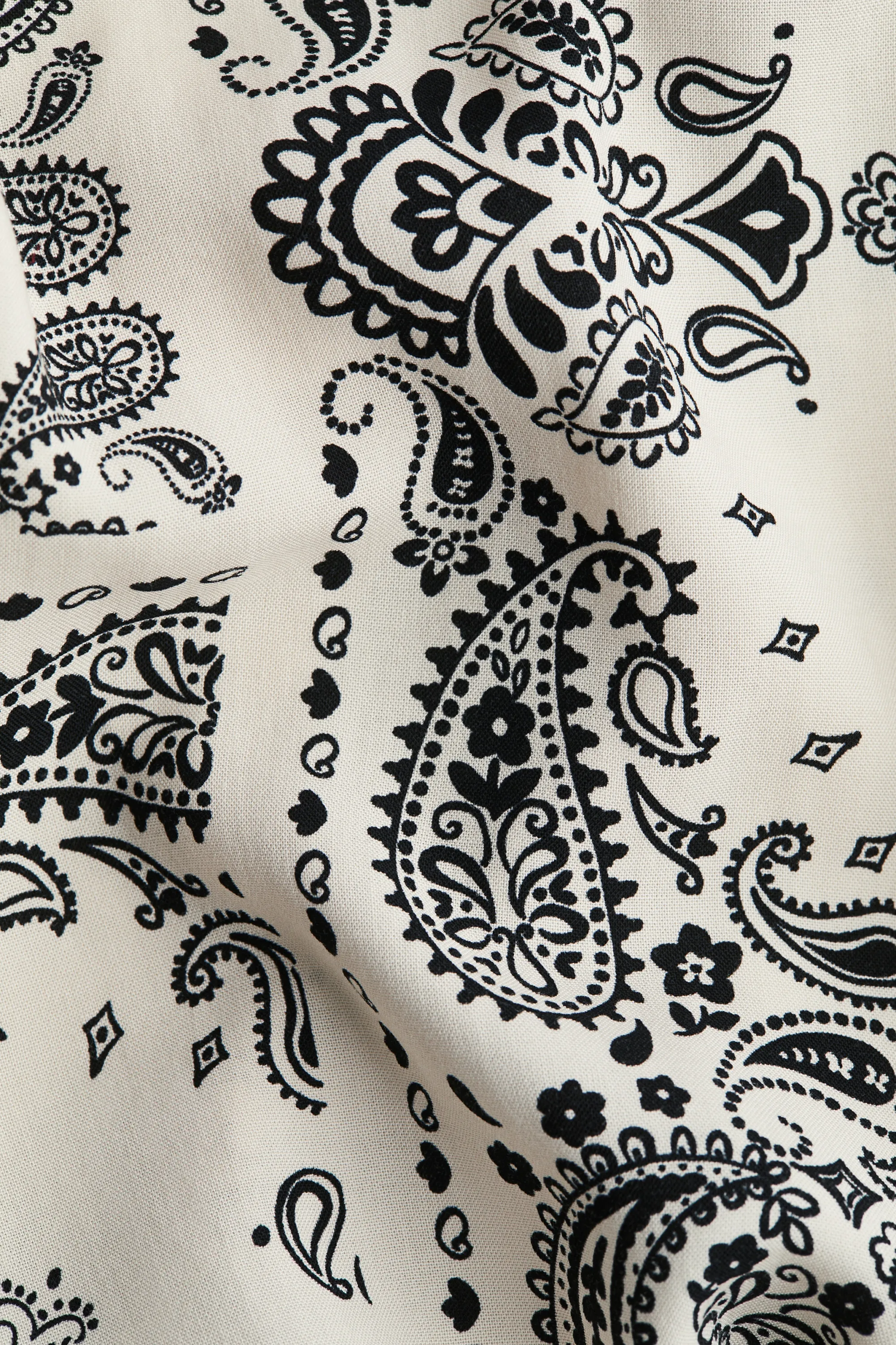 Pantalon large avec cordon de serrage - Crème/motif cachemire