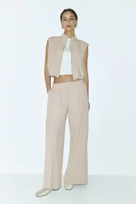 Pantalon chic à jambes larges - Beige clair — photo 2