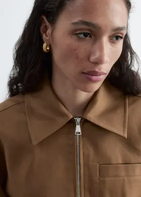 Veste courte en sergé - Beige foncé — photo 3