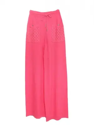 Pantalon taille haute évasée rose bonbon poches broderie anglaise Prix boutique 3200€ Taille 34 — photo 1
