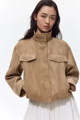 Veste en tissu enduit - Beige clair — photo 2
