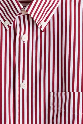 Chemise Relaxed Fit - Rouge foncé/rayé — photo 3