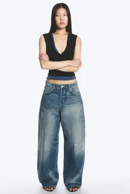 Andromeda jean baggy ample taille basse - Stirrup Blue - Bleu moyen — photo 3
