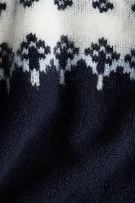 Pull en maille jacquard - Bleu marine/blanc — photo 4