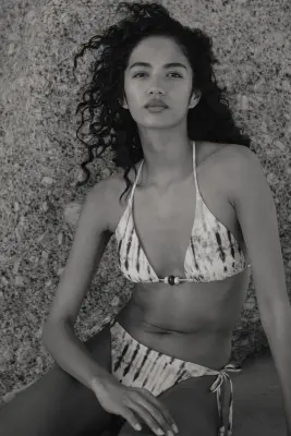 Bas de maillot Tanga à nouer - Rose clair/motif — photo 1